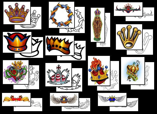 Leaflet crown tattoo design and gallery