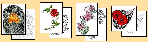 Flowers and plants as tattoo designs