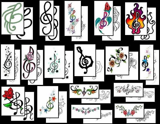 Tattoos of Music Instruments. Click thumbnail to view full-size