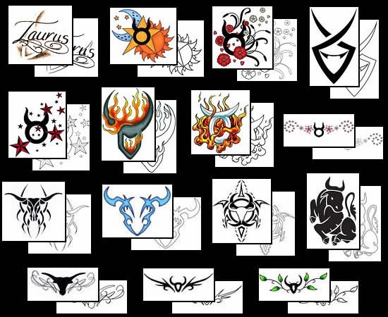 Cuttable vector clipart in EPS and AI formats. taurus zodiac signs tattoos