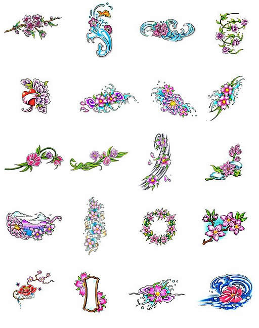 Cherry Blossom Water Color Tattoo Symbols - Cherry blossom