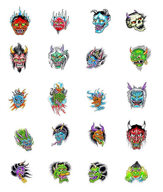 Choose your own classic Oni mask tattoo designs at TattooArtcom and