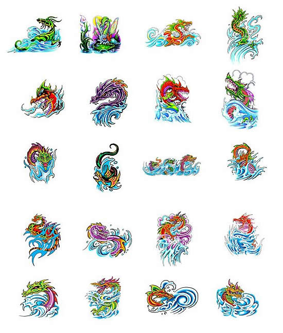 dragon waterfall tattoo. dragon tattoo art.