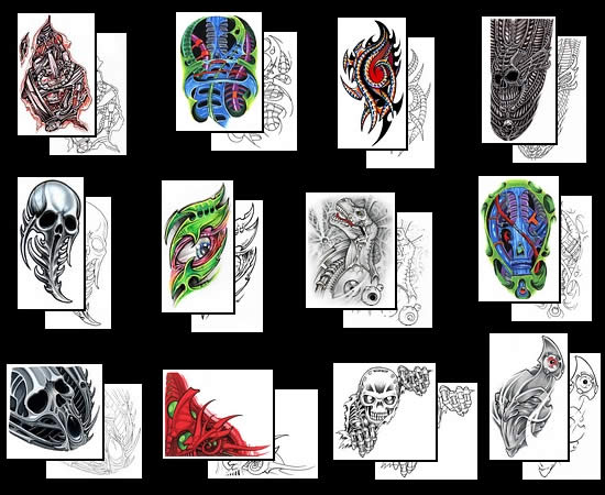 Choose your Biomechanical Tattoo Design from TattooJohnnycom