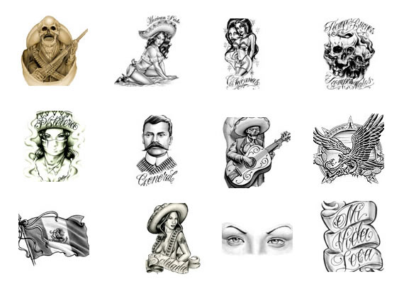 Latino Mexican tattoo designs from Bullseye Tattoos