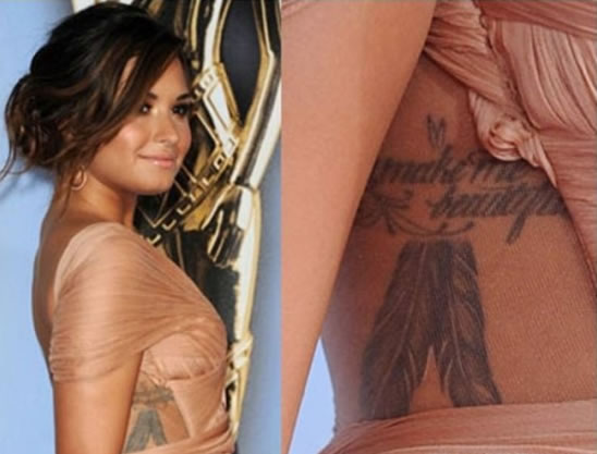 Demi Lovato feather tattoo