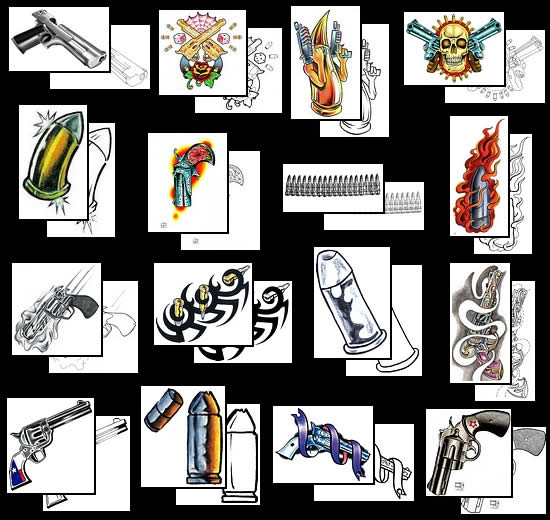 Pick out your gun tattoo at Tattoo Johnny today