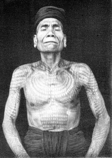 tattoos covered the entire body For example this elder Dayak man 
