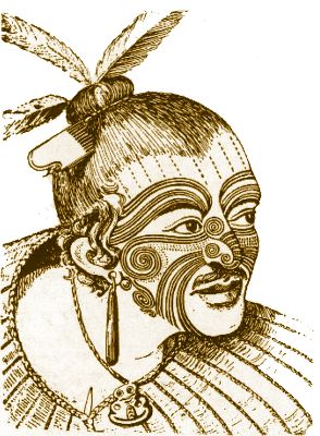 Facial tattoos of a Maori Chief in 1800AD
