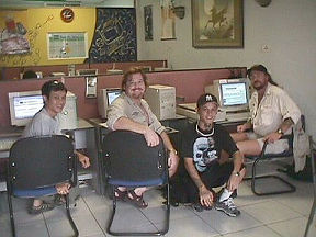 At a cyber cafe in Borneo