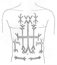 "Magical" lizard tattoos (ligwaulasingular) were sometimes worn on the chests and backs of Makonde men and women. In some sense, they were believed to enhance virility for men and fertility for women.