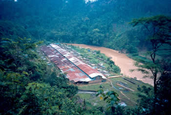 View of Skrang River longhouse.