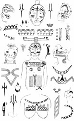 Fang tattoo designs, ca. 1907-1909.
