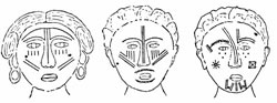 Makoa tattooing (woman) and Sakalava facial designs
(men) of Madagascar, ca. 1940
