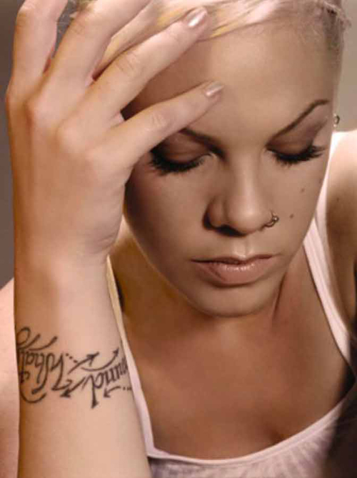 PINK TATTOOS PICTURES IMAGES PICS PHOTOS OF HER TATTOOS