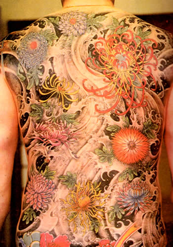 Art Japanese Tattoos Full Color On The Back Body