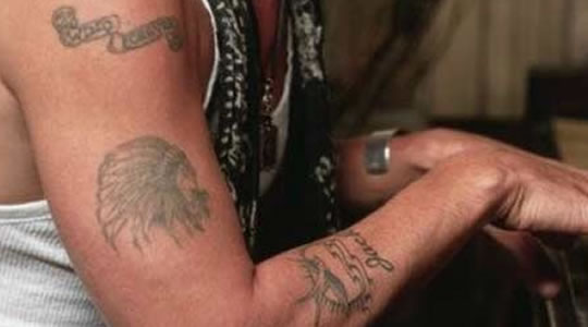 Close up of Johnny Depp's tattoo