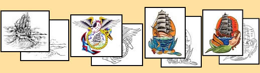 Full rigged ship tattoo design ideas