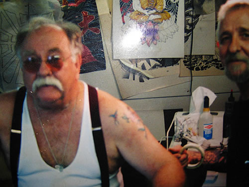 Wilford Brimley getting tattooed