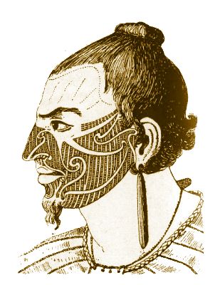 Facial tattoos of a Maori Chief in 1800AD