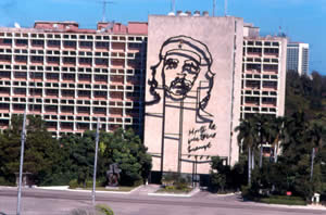 Political art and murals are everywhere in Havana. The Ch Guevara building mural proclaims, Until victory always.