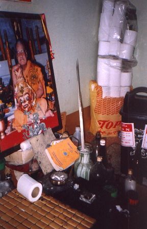 Long stainless steel tattoo instrument used by Thai monks