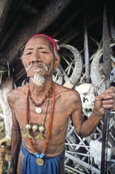 Wancho warrior with intricate chest tattooing. Photograph © Lars Krutak 2009-2007